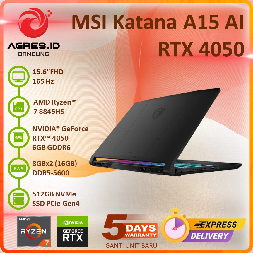 Spesifikasi Teknis MSI Katana A15 AI B8V